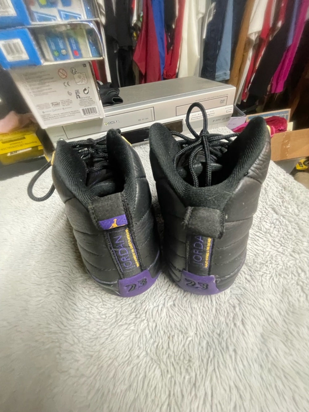 Jordan 12 Black & Purple 7Y shoes - USED - Picture 2 of 5